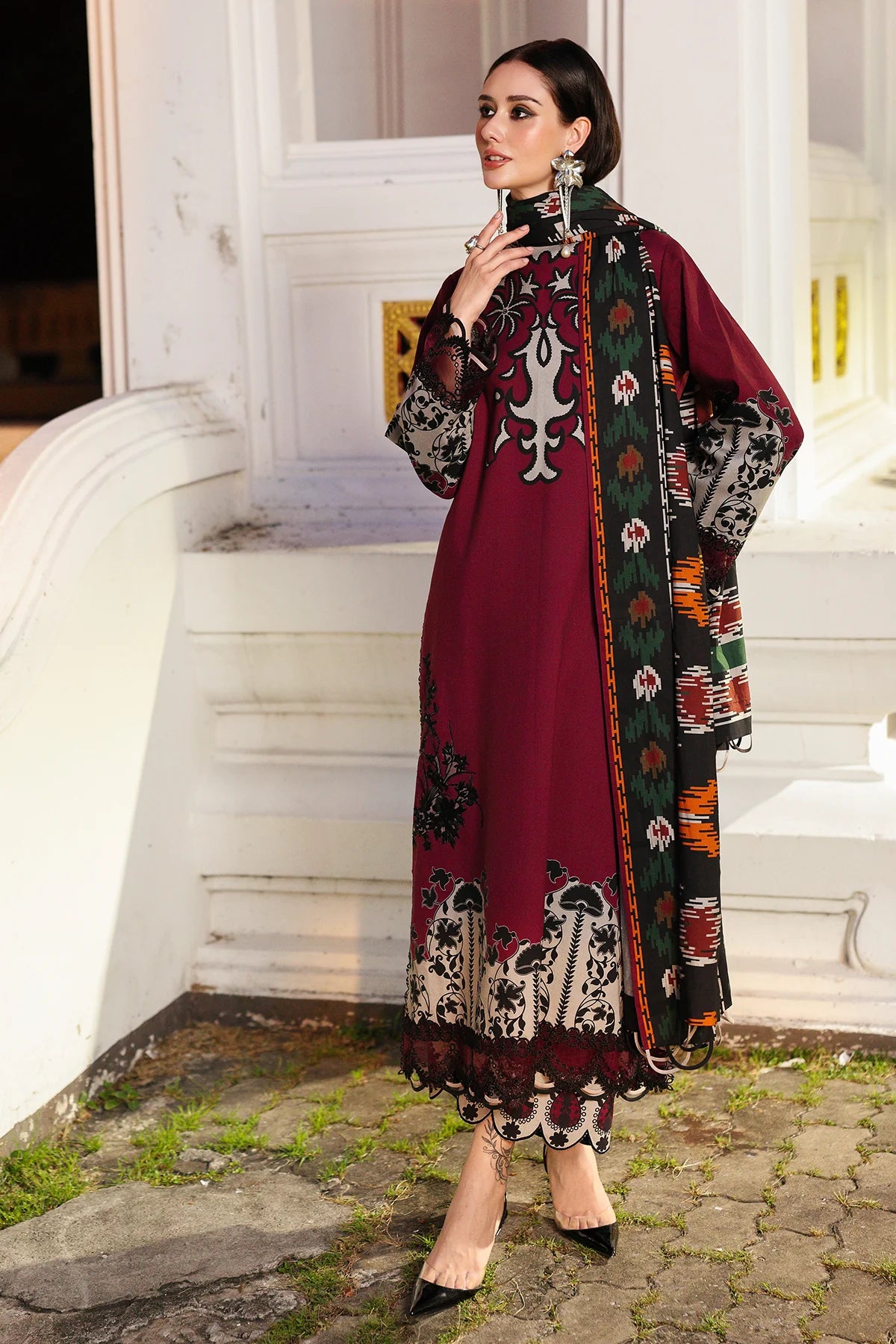 CHARIZMA Combination 3-PC Unstitched Embroidered Linen Collection CCW6-05