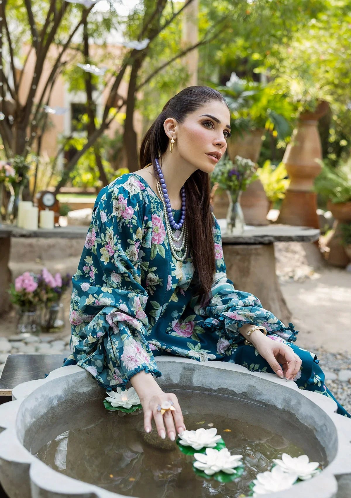 ELAF PRINTS CHIFFON ECD-1B AZURE FERN