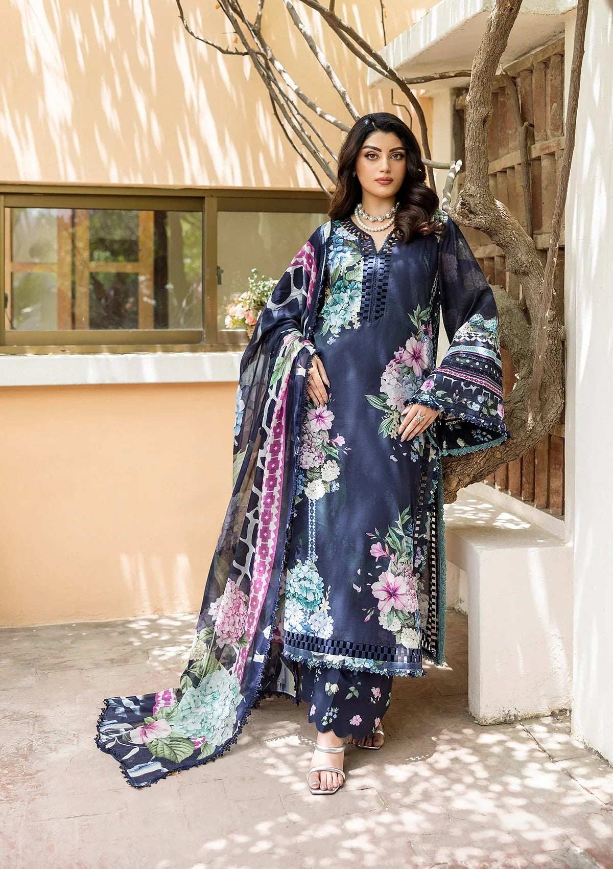 ELAF PRINTS CHIFFON ECD-4B TWILIGHT GARDEN