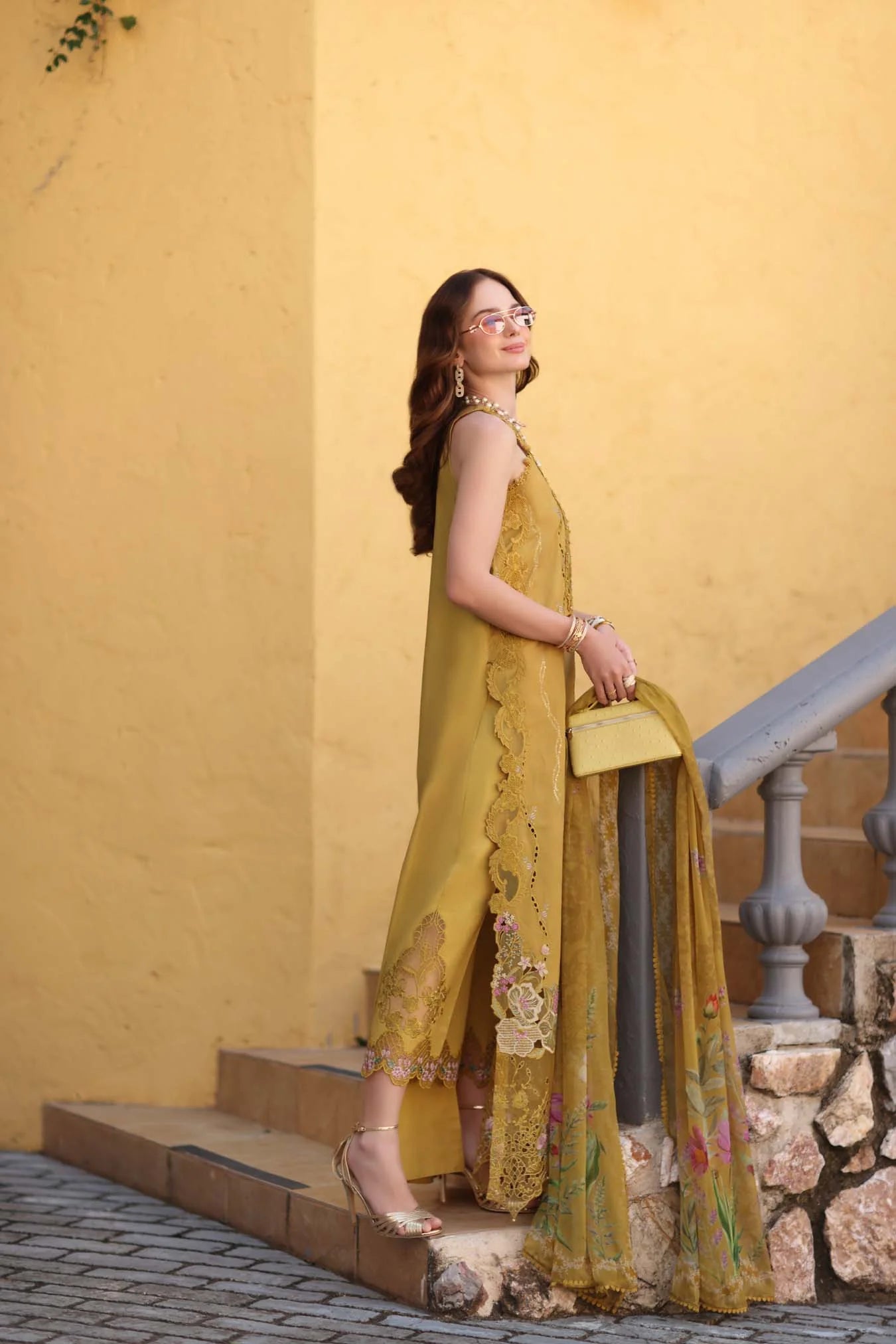 NOOR By Saadia Asad Luxe Chikankari D2-B Mustard Yellow