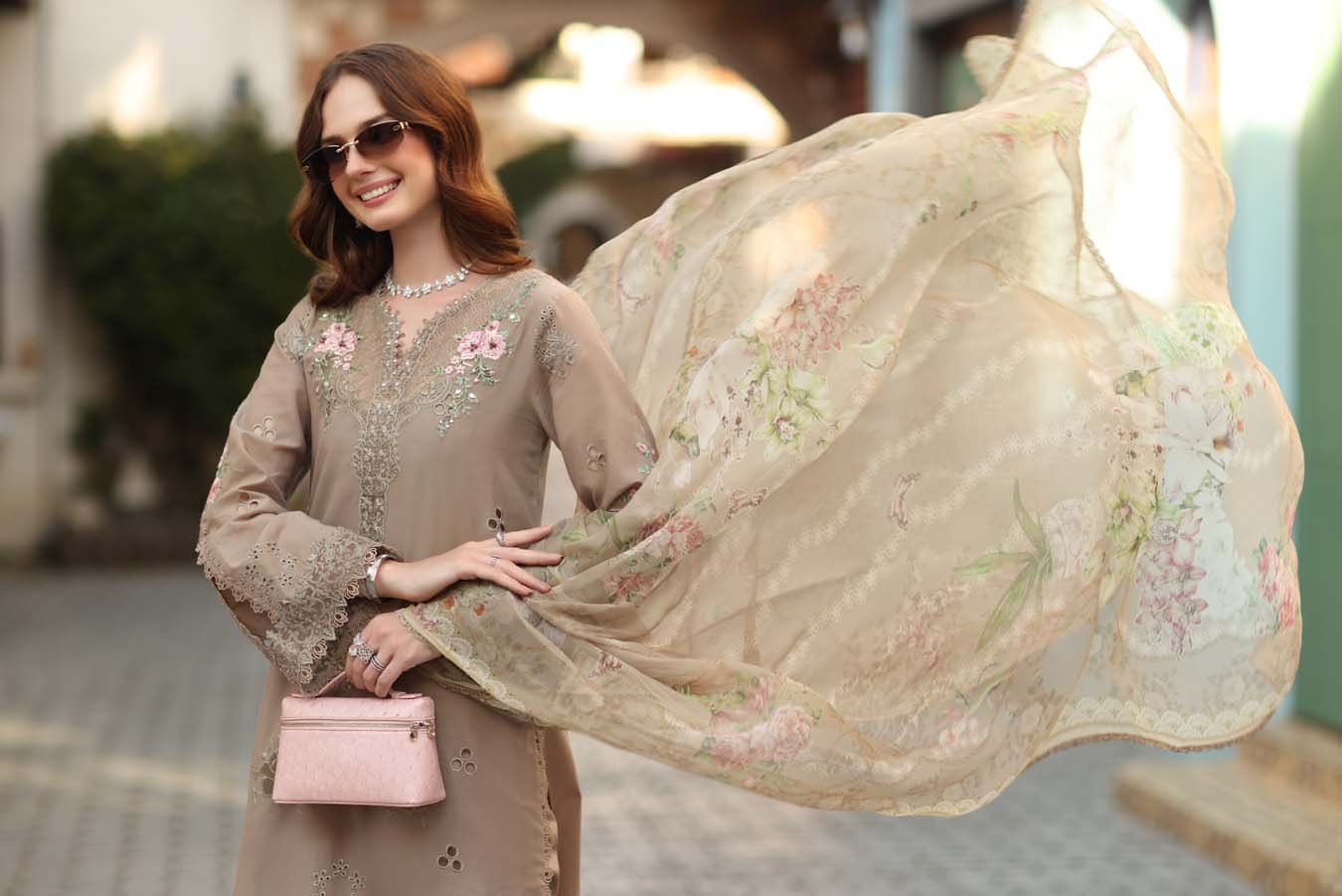 NOOR By Saadia Asad Luxe Chikankari D3-B Soft Mocha