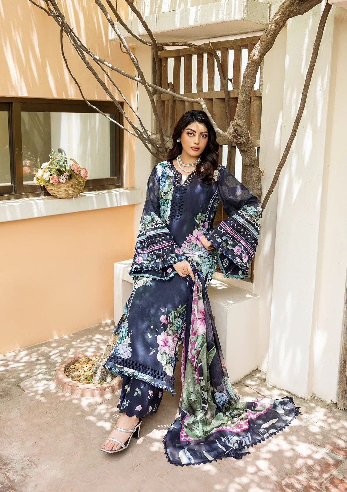 ELAF PRINTS CHIFFON ECD-4B TWILIGHT GARDEN