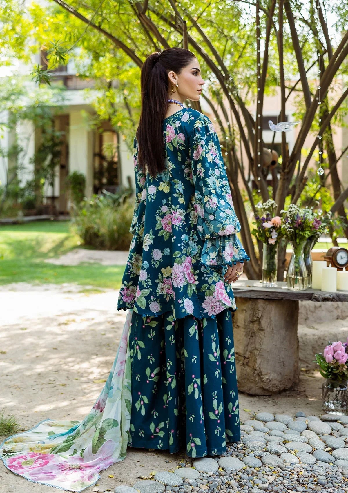 ELAF PRINTS CHIFFON ECD-1B AZURE FERN
