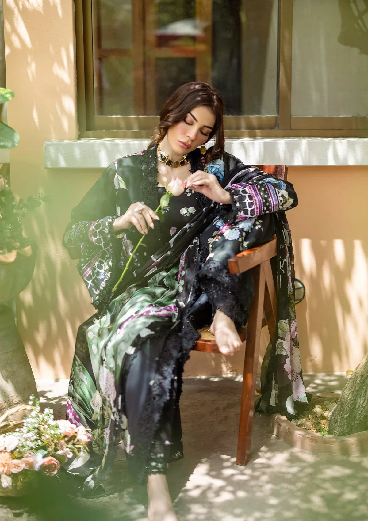 ELAF PRINTS CHIFFON ECD-4A MIDNIGHT BLOOM