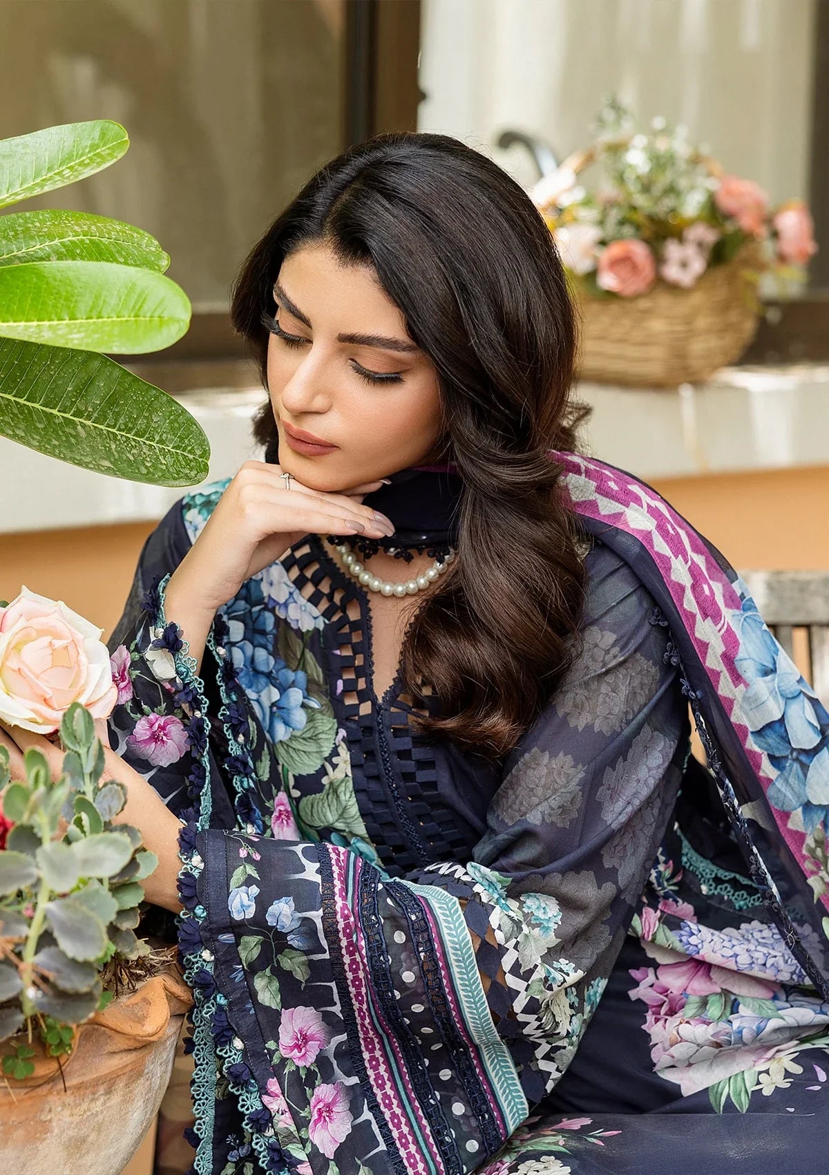 ELAF PRINTS CHIFFON ECD-4B TWILIGHT GARDEN