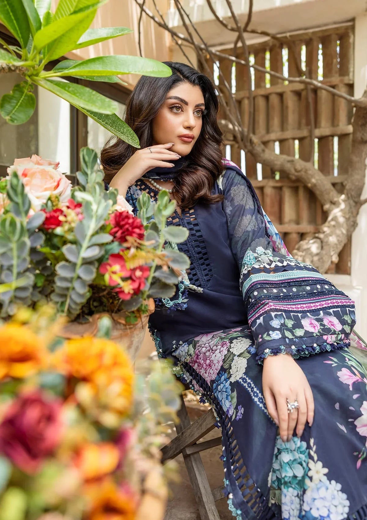 ELAF PRINTS CHIFFON ECD-4B TWILIGHT GARDEN