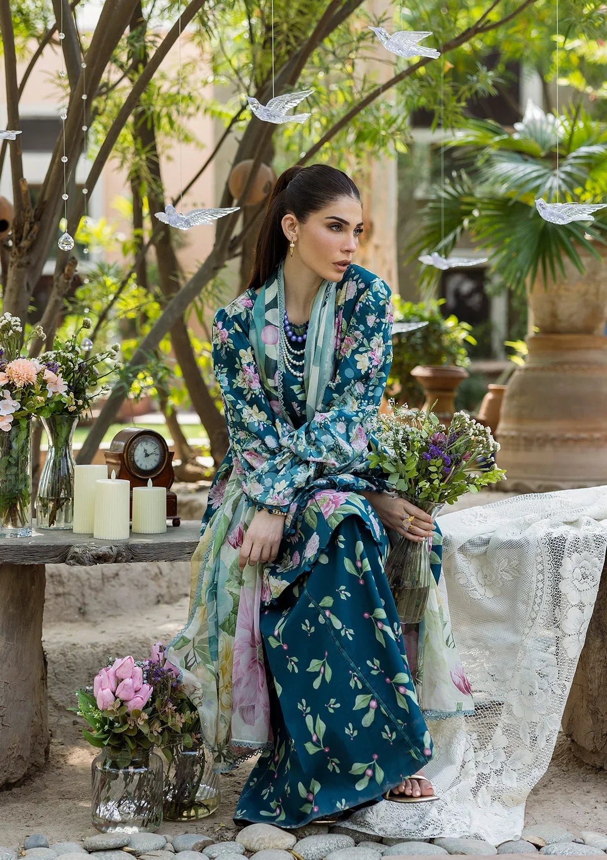 ELAF PRINTS CHIFFON ECD-1B AZURE FERN