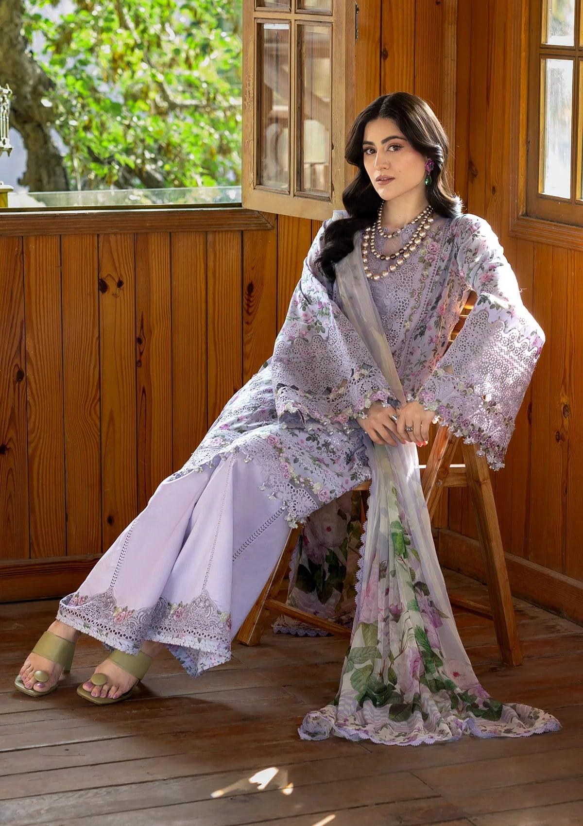 ELAF ERC-6B IRIS Print Chikankari Lawn