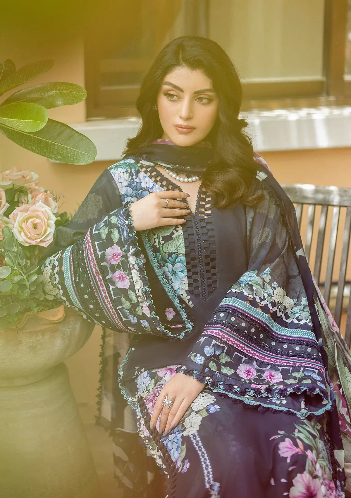 ELAF PRINTS CHIFFON ECD-4B TWILIGHT GARDEN