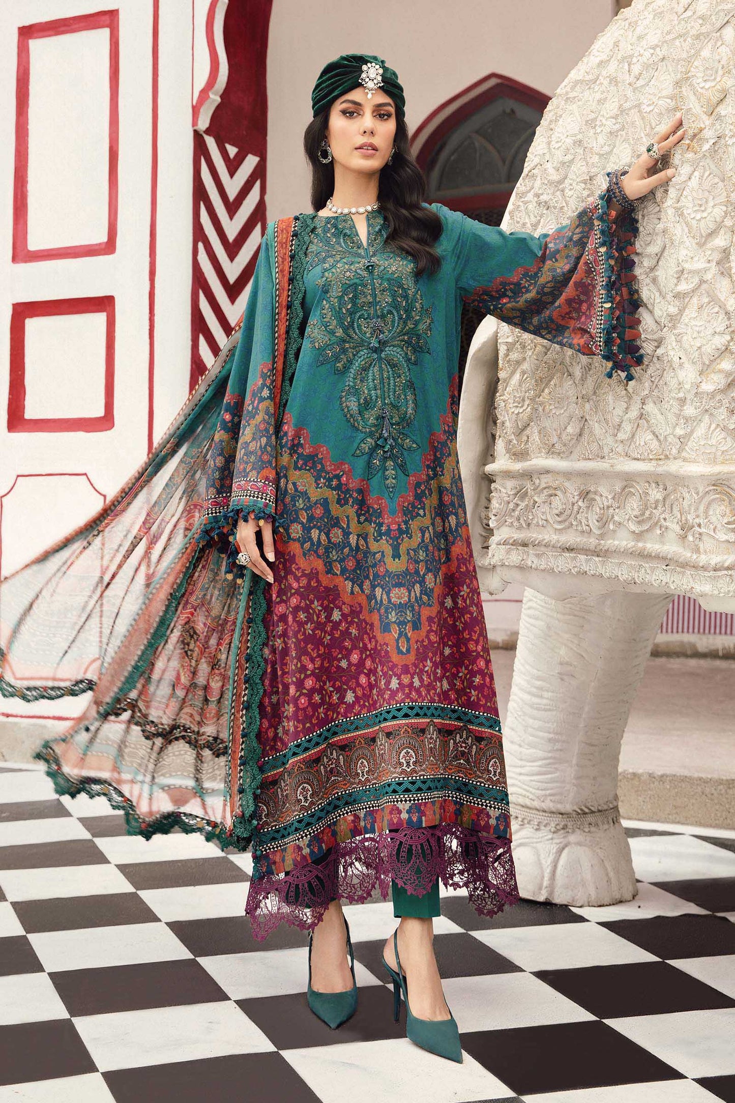 MARIA B. - M. Prints 3 Piece Unstitched Embroidered Cambric Suit | MPT-2710-B
