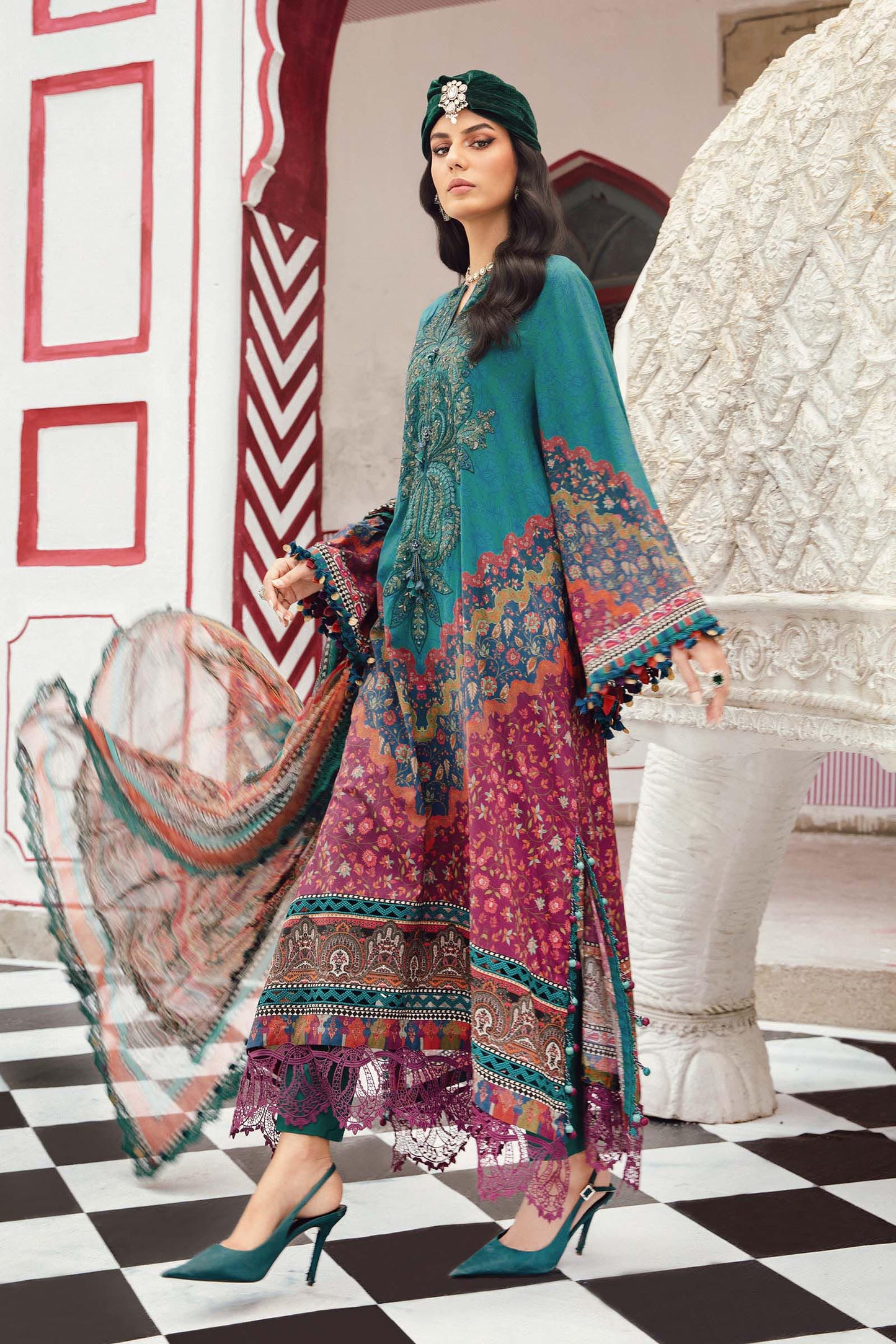 MARIA B. - M. Prints 3 Piece Unstitched Embroidered Cambric Suit | MPT-2710-B
