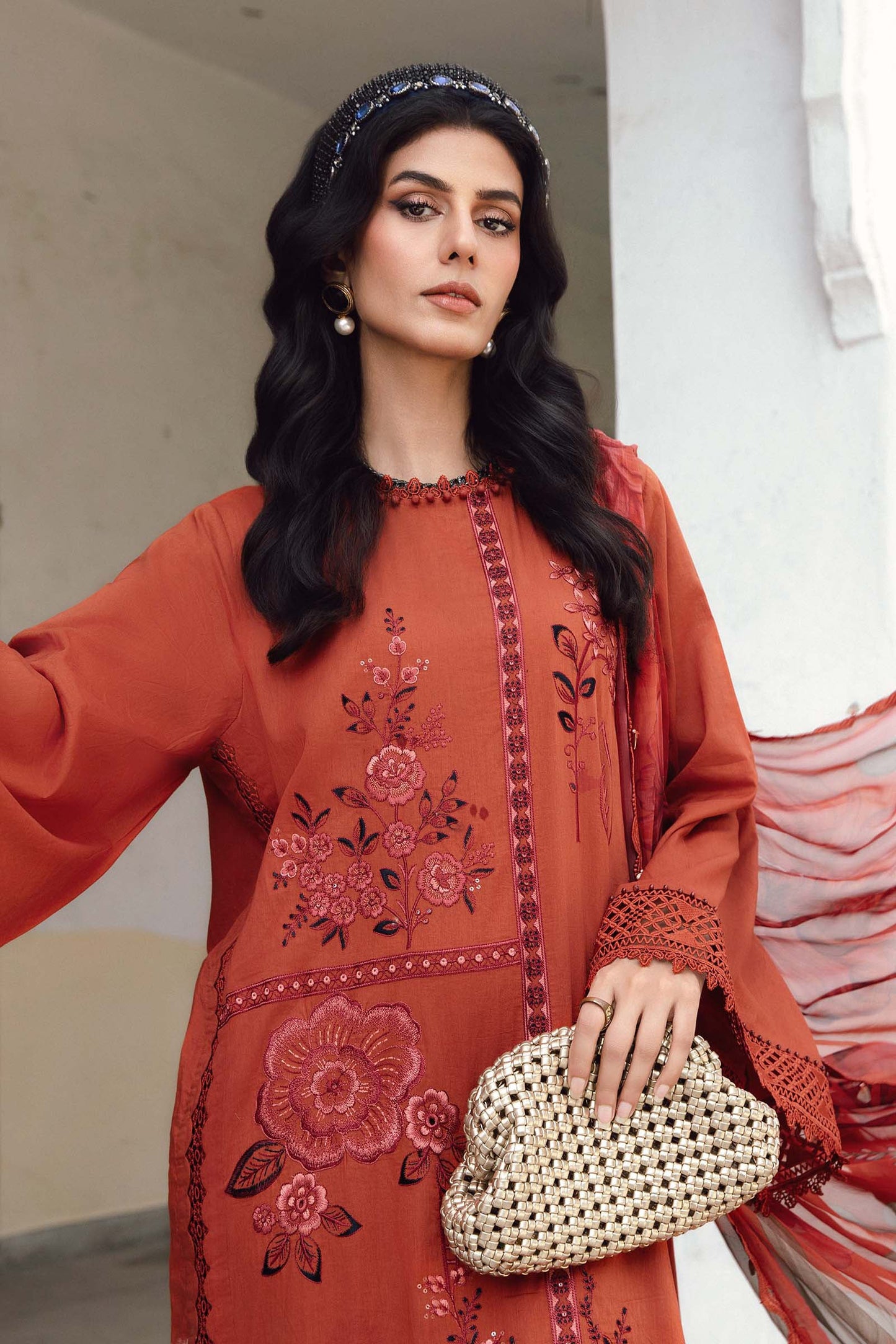 MARIA B. - M. Prints 3 Piece Unstitched Embroidered Cambric Suit | MPT-2701-B