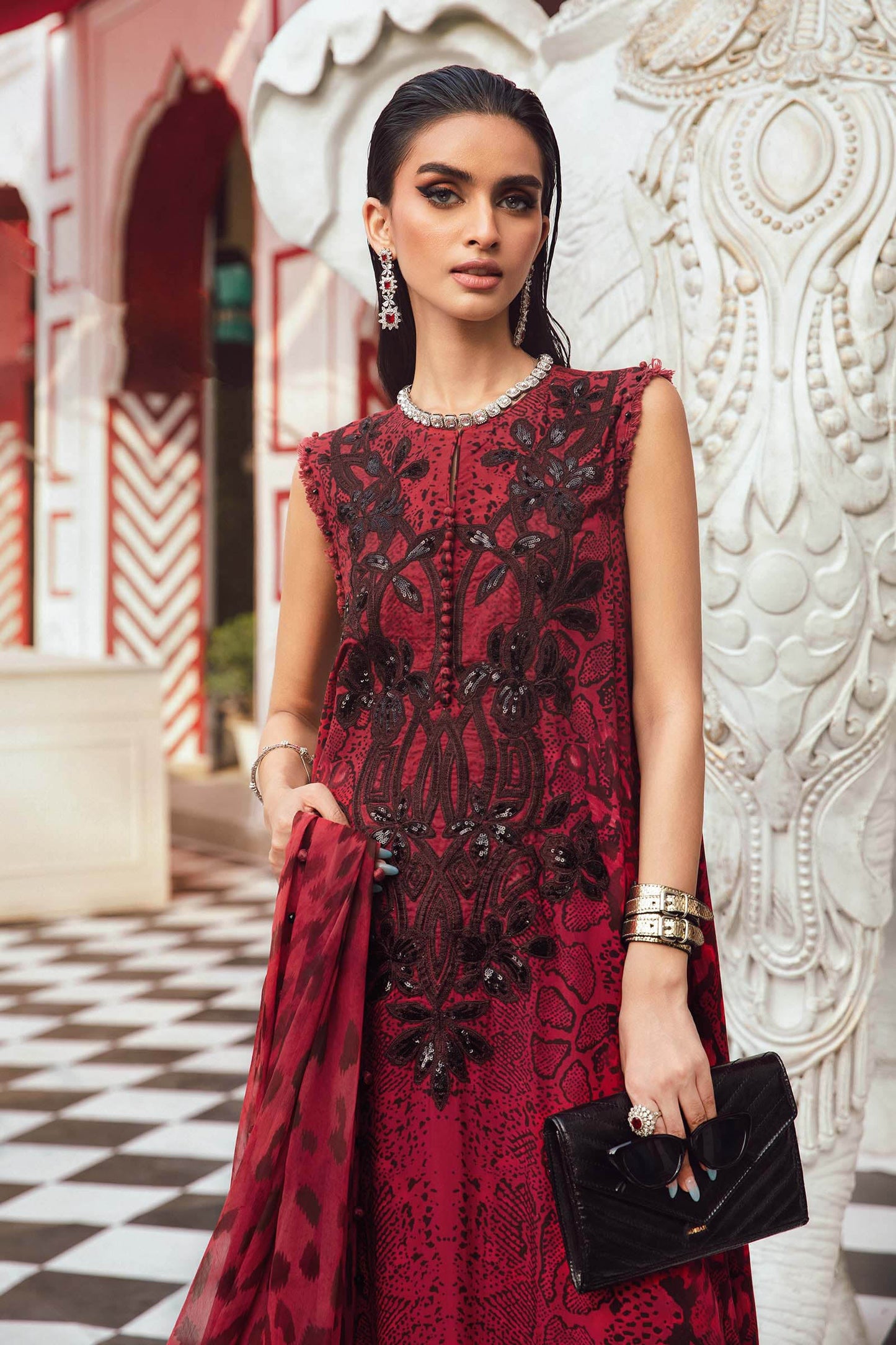 MARIA B. - M. Prints 3 Piece Unstitched Embroidered Linen Suit | MPT-2702-A