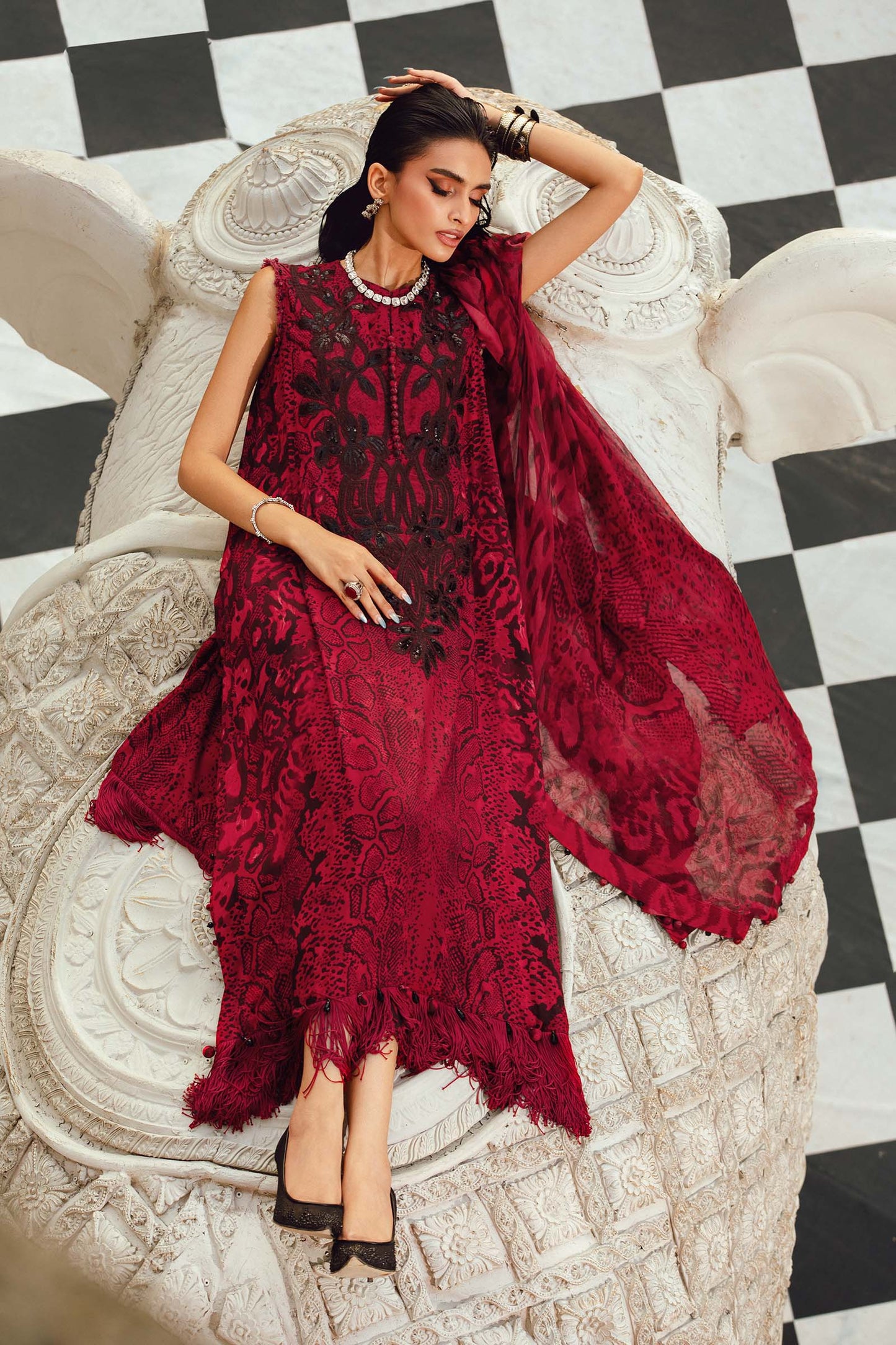 MARIA B. - M. Prints 3 Piece Unstitched Embroidered Linen Suit | MPT-2702-A