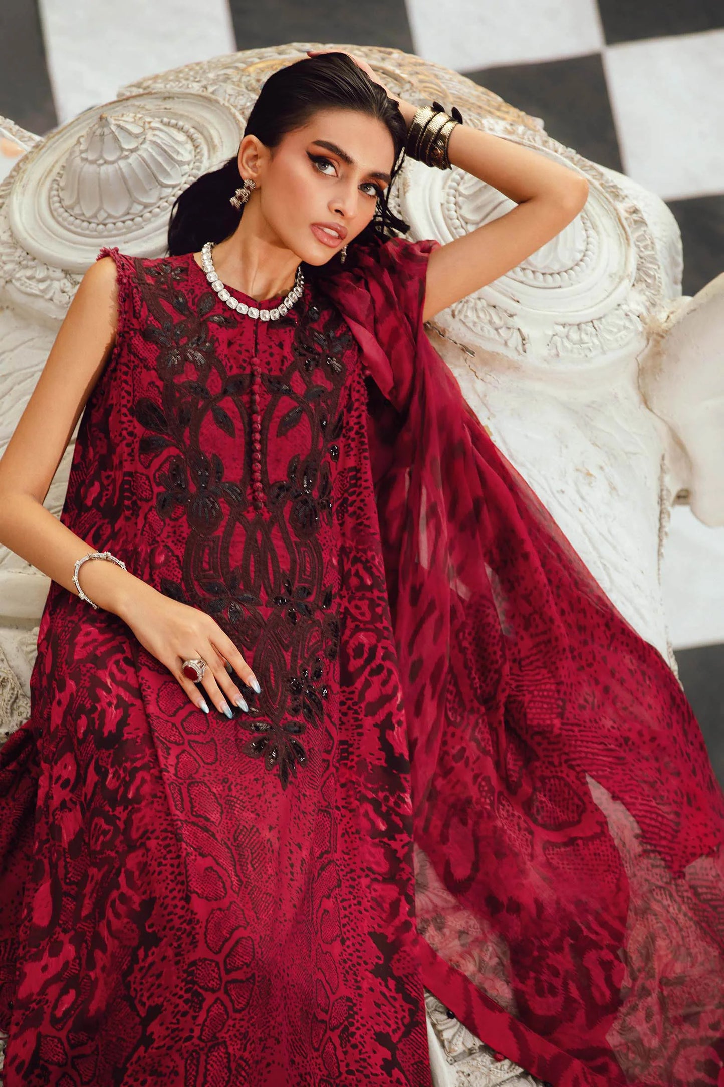 MARIA B. - M. Prints 3 Piece Unstitched Embroidered Linen Suit | MPT-2702-A