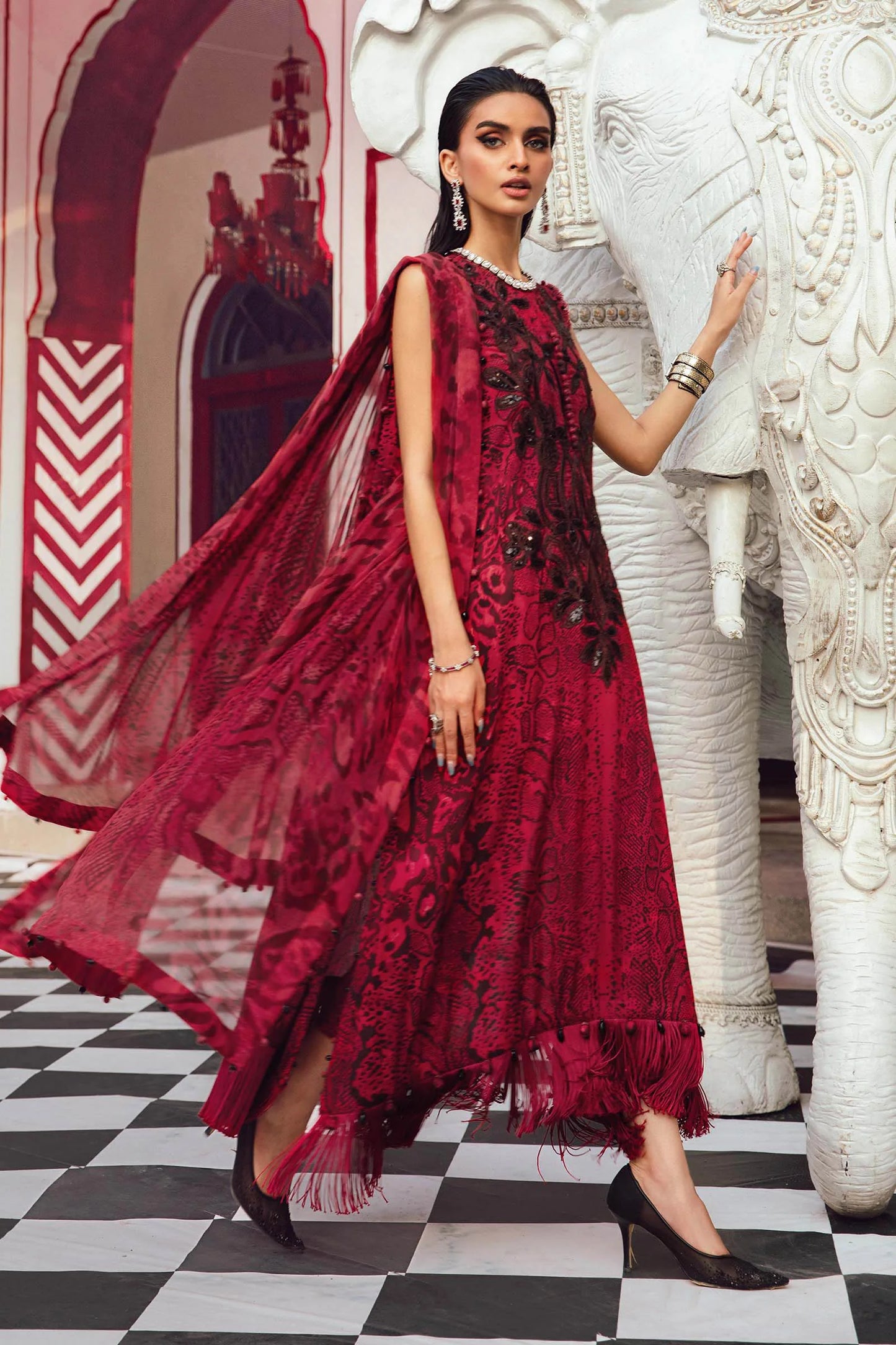 MARIA B. - M. Prints 3 Piece Unstitched Embroidered Linen Suit | MPT-2702-A