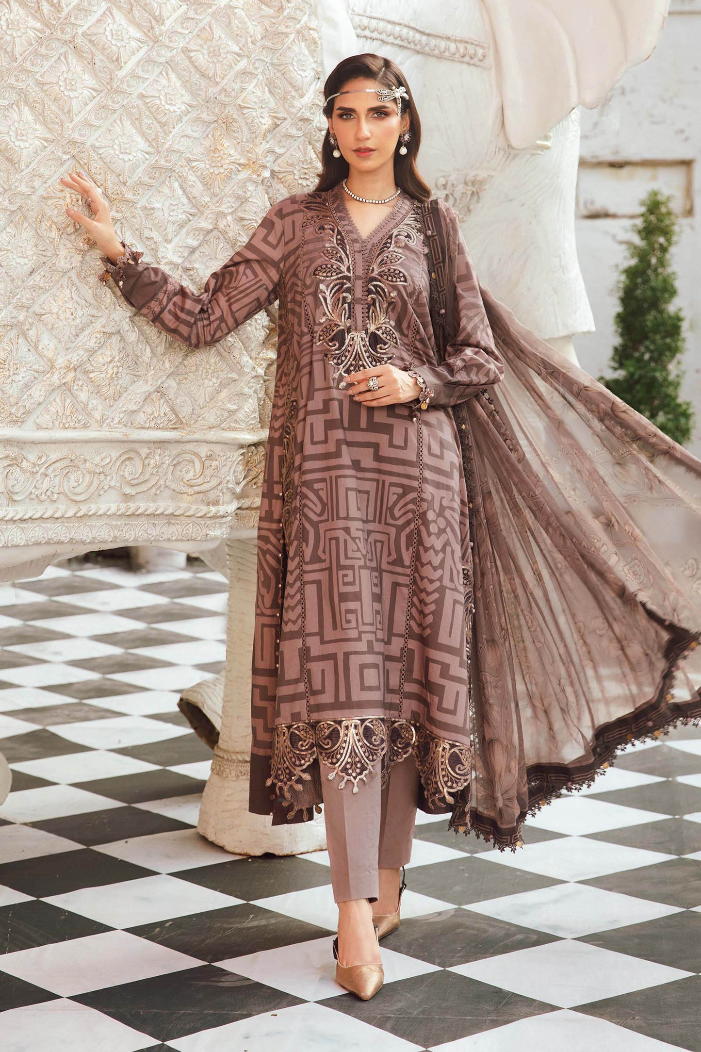 MARIA B. - M. Prints 3 Piece Unstitched Embroidered Cambric Suit | MPT-2703-B