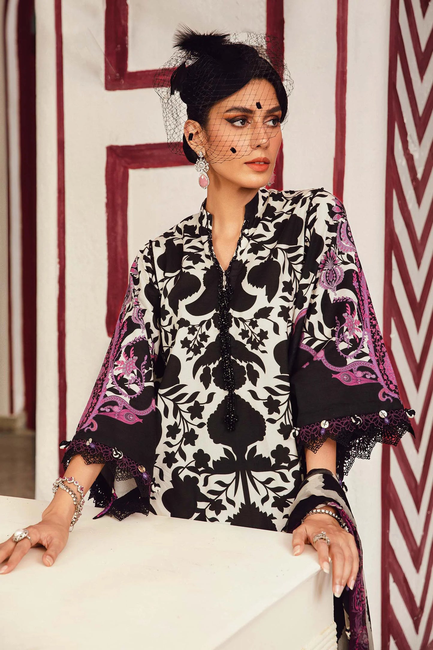 MARIA B. - M. Prints 3 Piece Unstitched Embroidered Cambric Suit | MPT-2704-B