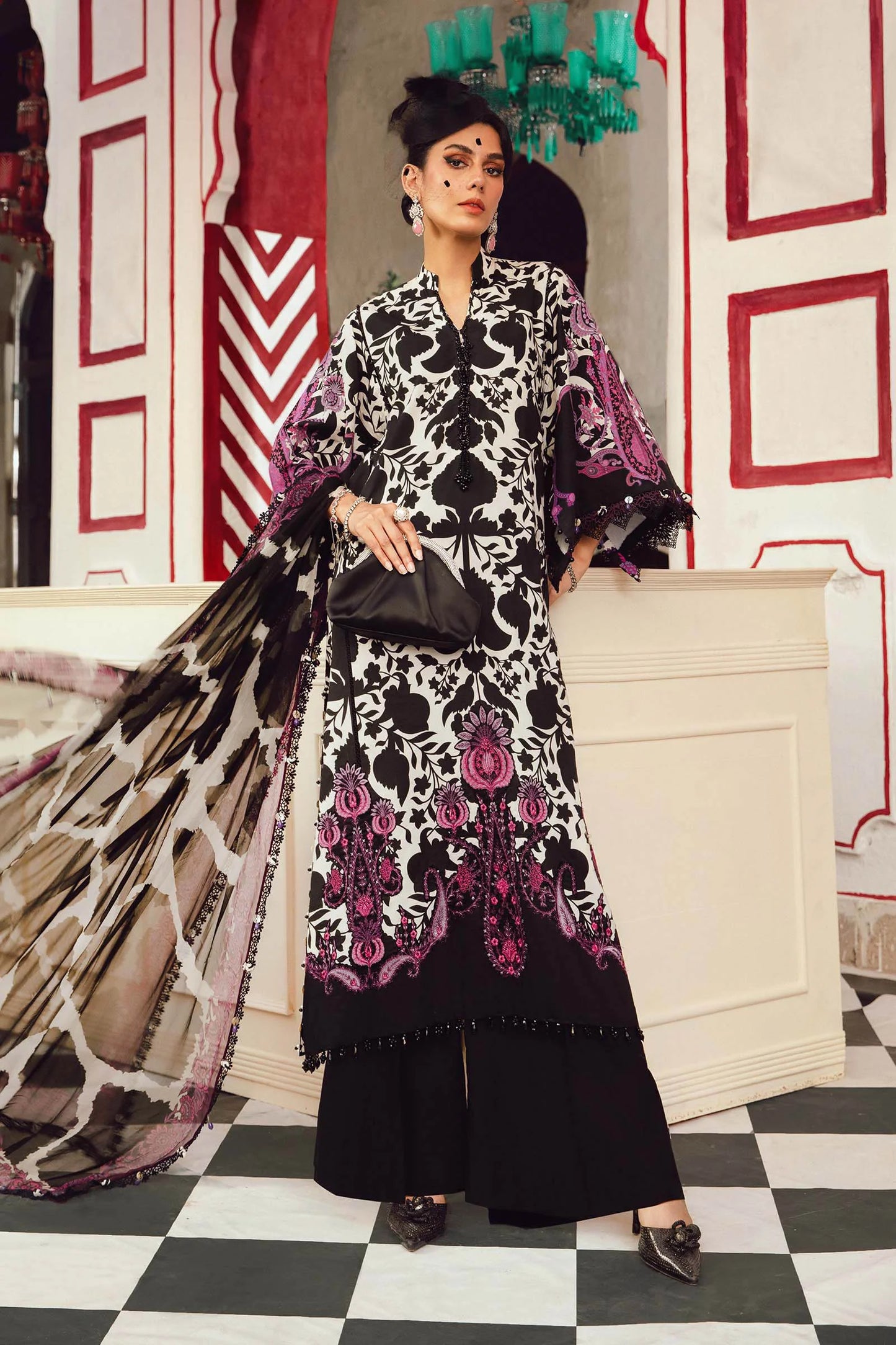 MARIA B. - M. Prints 3 Piece Unstitched Embroidered Cambric Suit | MPT-2704-B