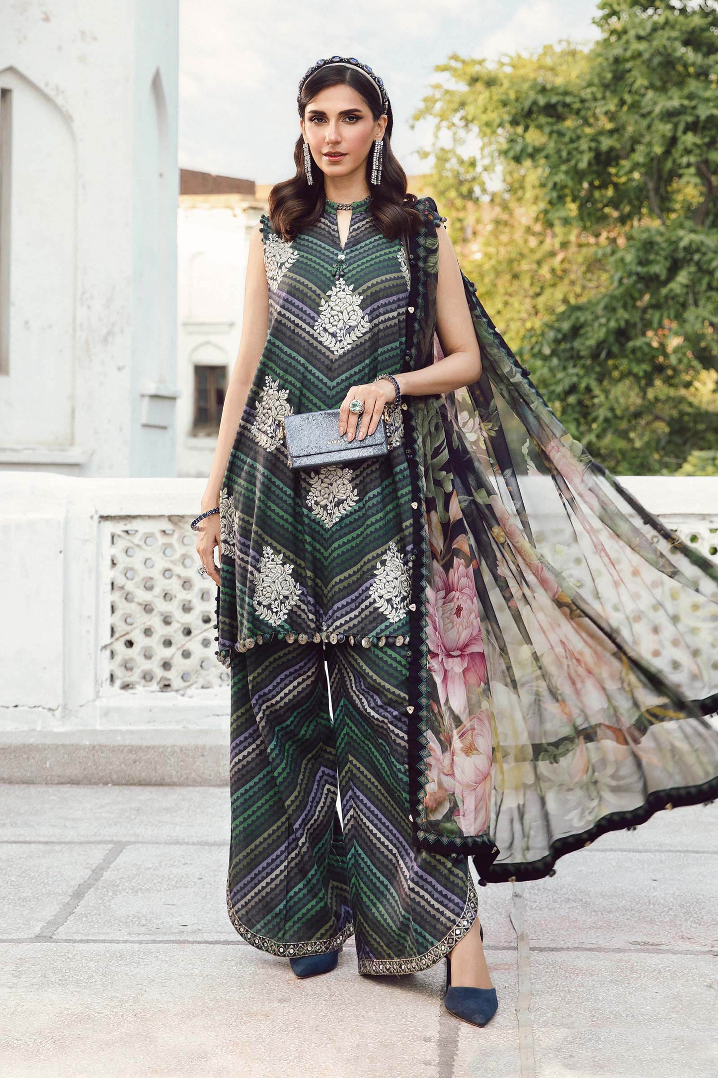 MARIA B. - M. Prints 3 Piece Unstitched Embroidered Cambric Suit | MPT-2705-A