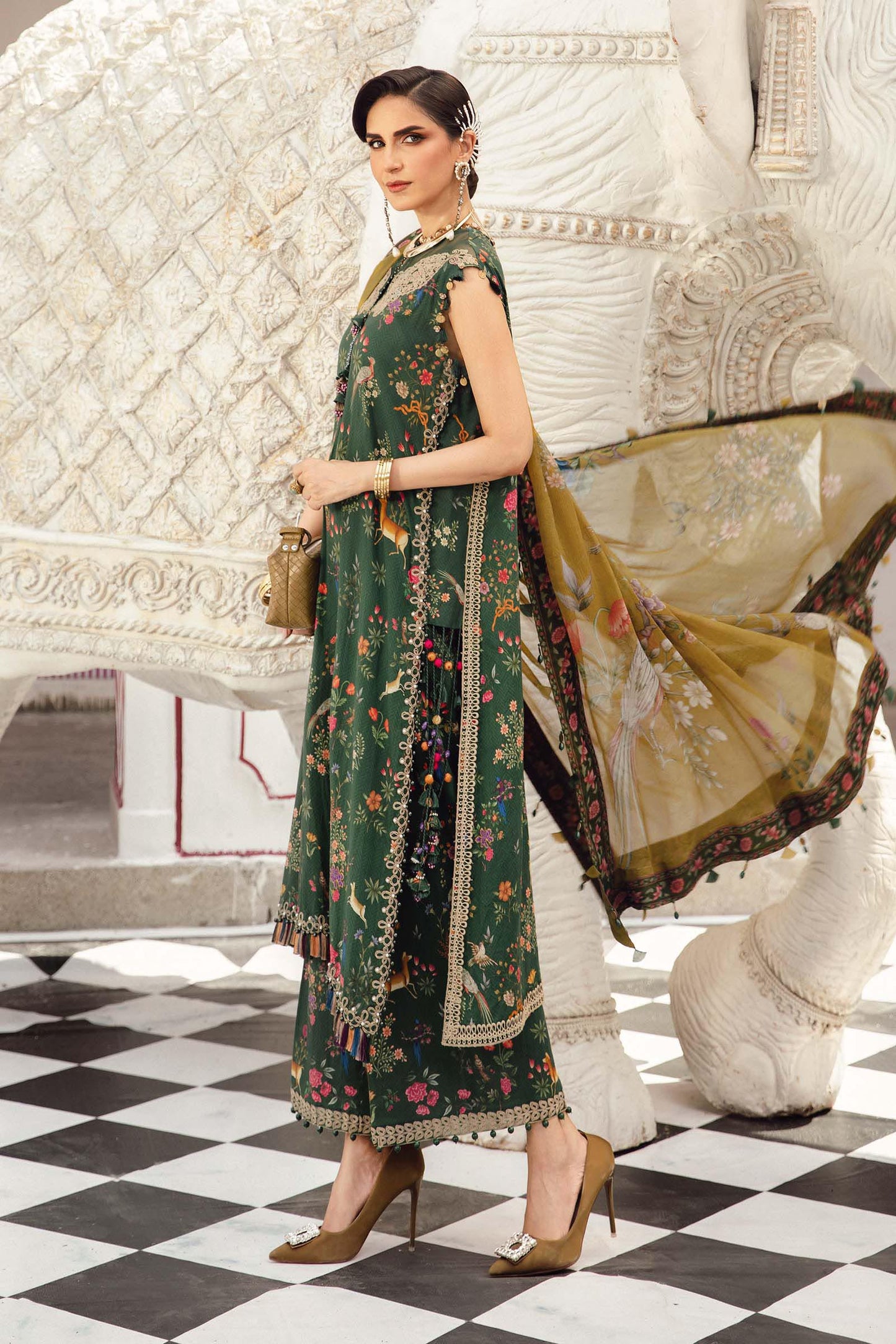 MARIA B. - M. Prints 3 Piece Unstitched Embroidered Linen Suit | MPT-2707-B