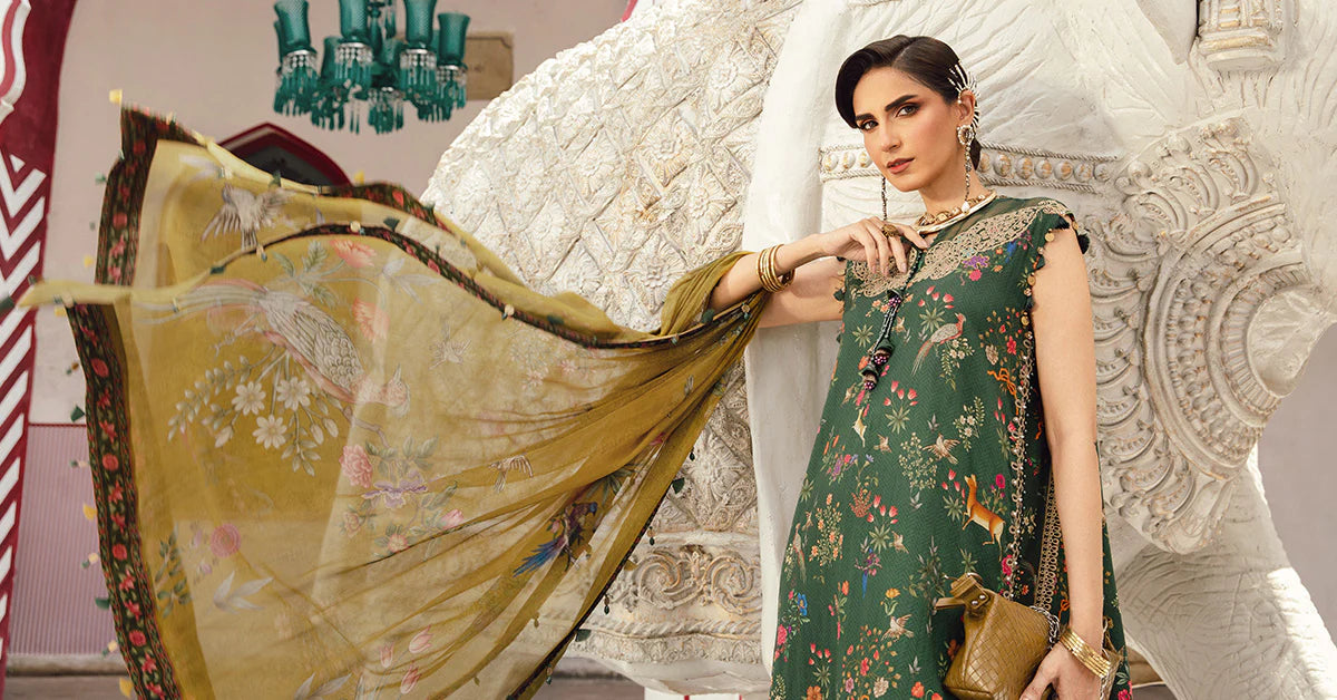 MARIA B. - M. Prints 3 Piece Unstitched Embroidered Linen Suit | MPT-2707-B