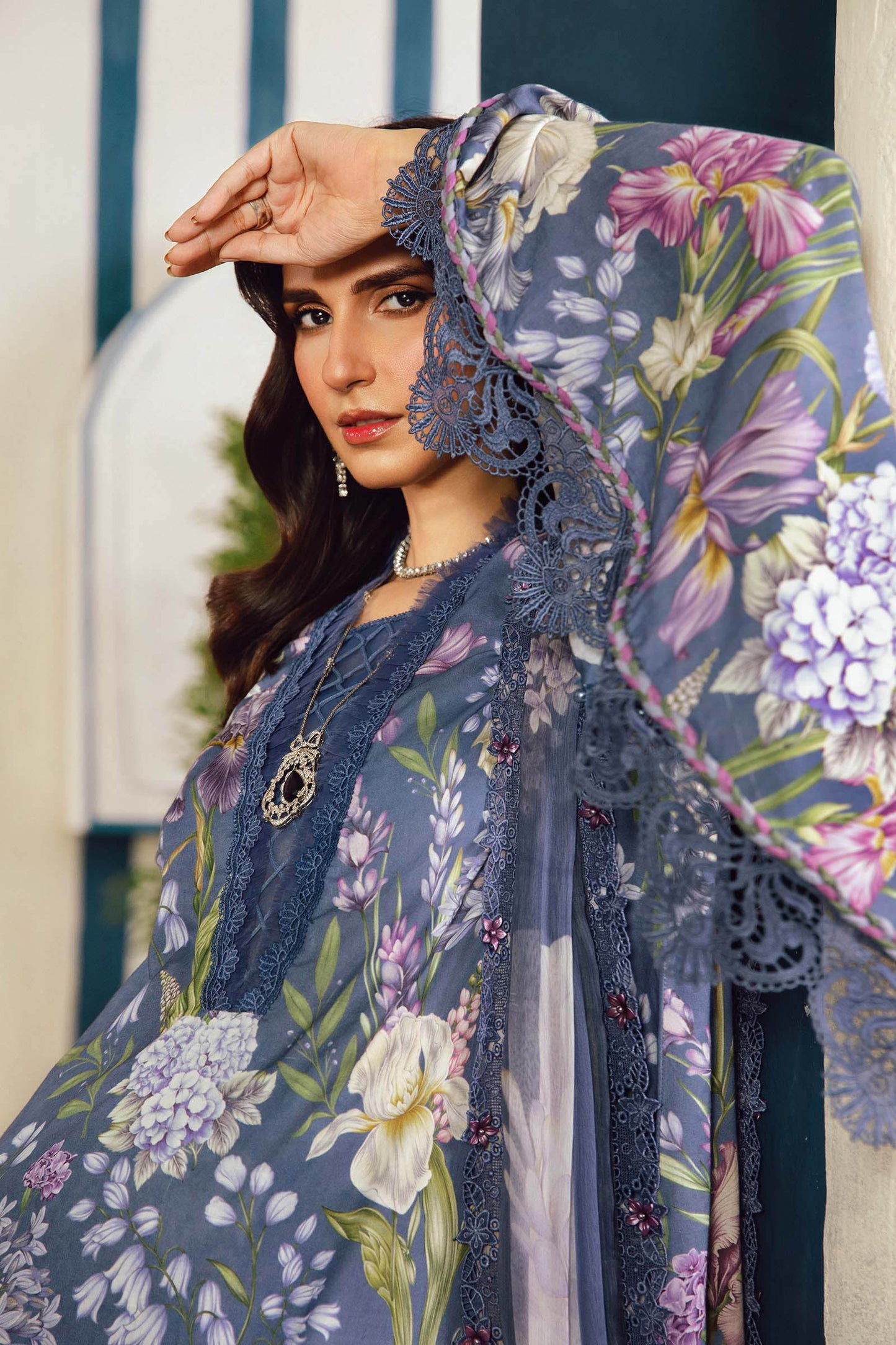 MARIA B. - M. Prints 3 Piece Unstitched Embroidered Cambric Suit | MPT-2708-B