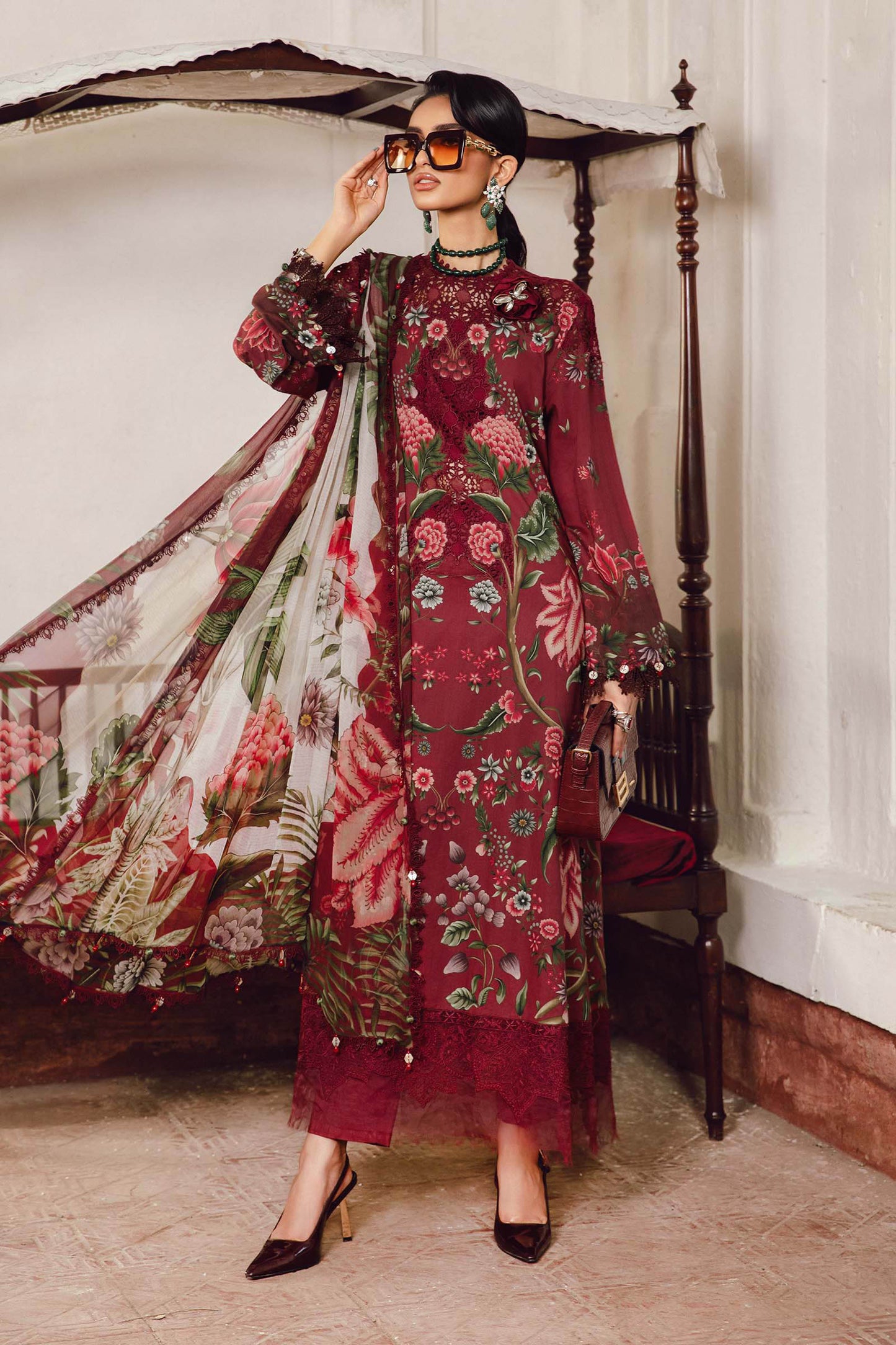 MARIA B. - M. Prints 3 Piece Unstitched Embroidered Cambric Suit | MPT-2709-A