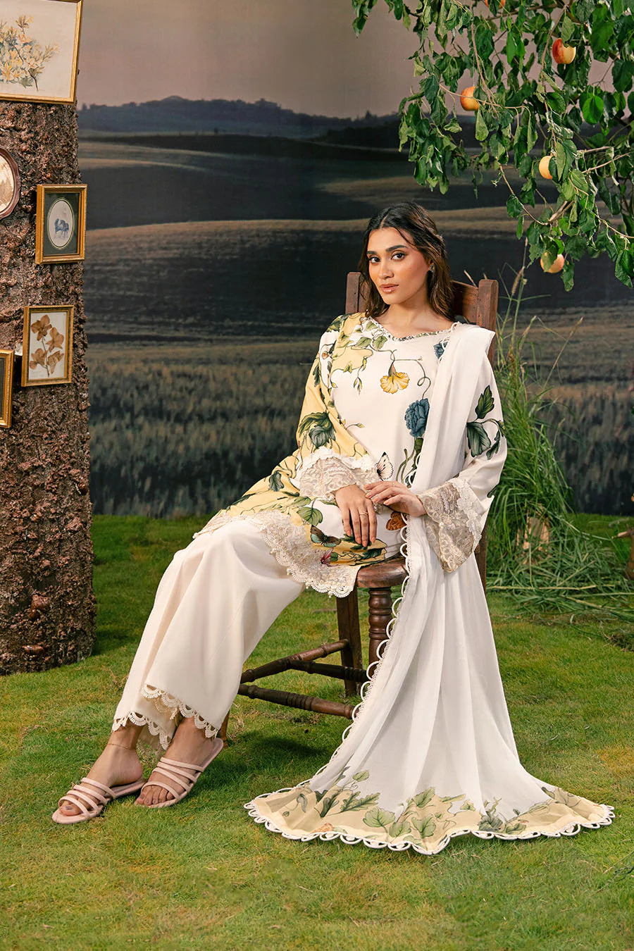 M. Basic by MARIA. B. 3 Pc Unstitched Embroidered Arabic Lawn Suit | MB-PFUS25-07A