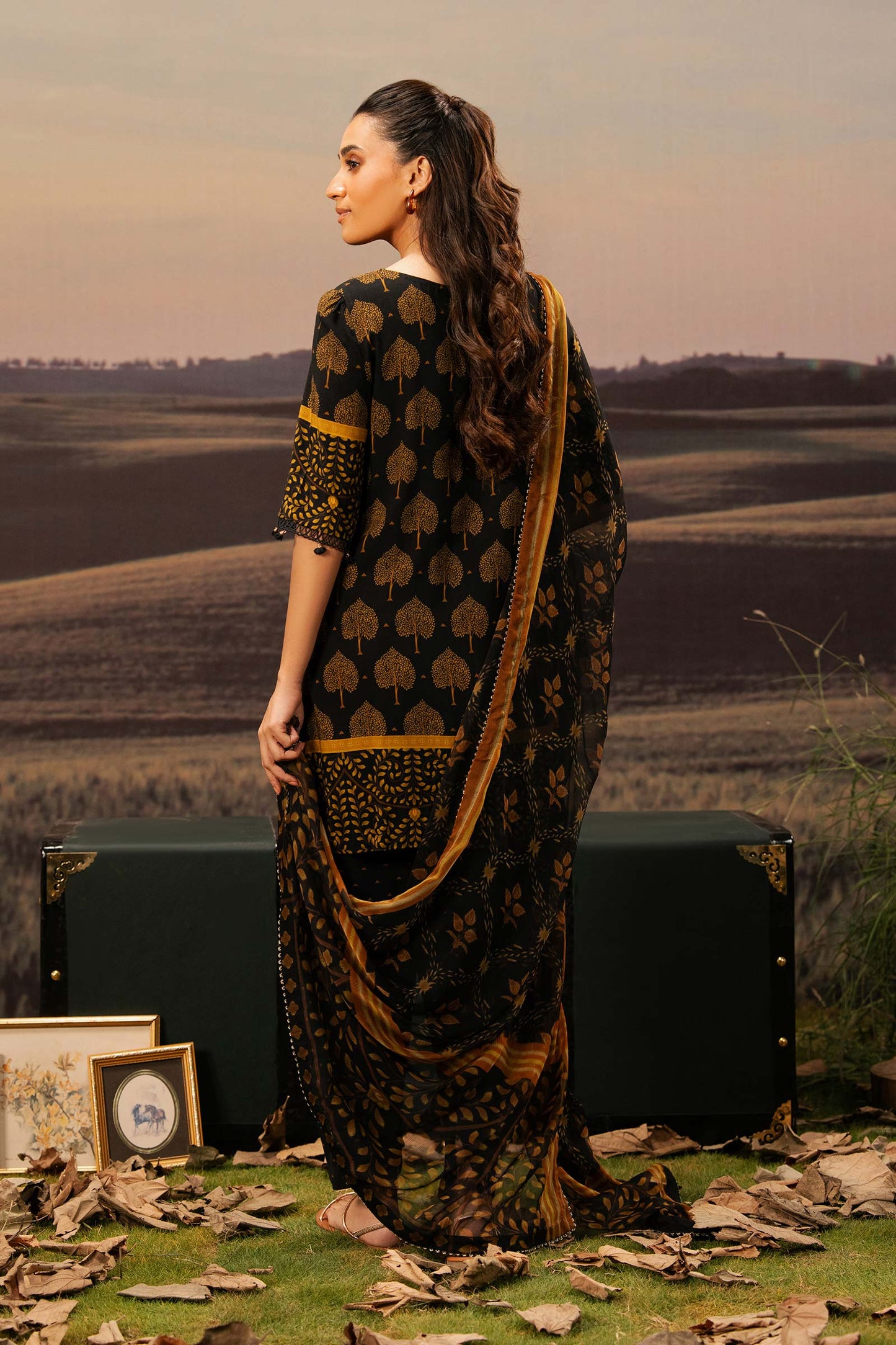 M. Basic by MARIA. B. 3 Pc Unstitched Embroidered Arabic Lawn Suit | MB-PFUS25-03B