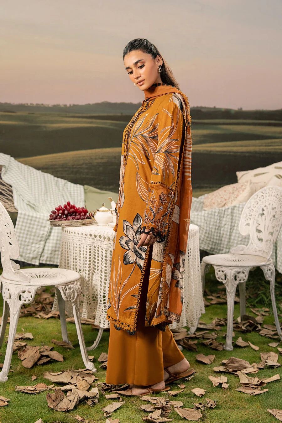 M. Basic by MARIA. B. 3 Pc Unstitched Embroidered Arabic Lawn Suit | MB-PFUS25-08A