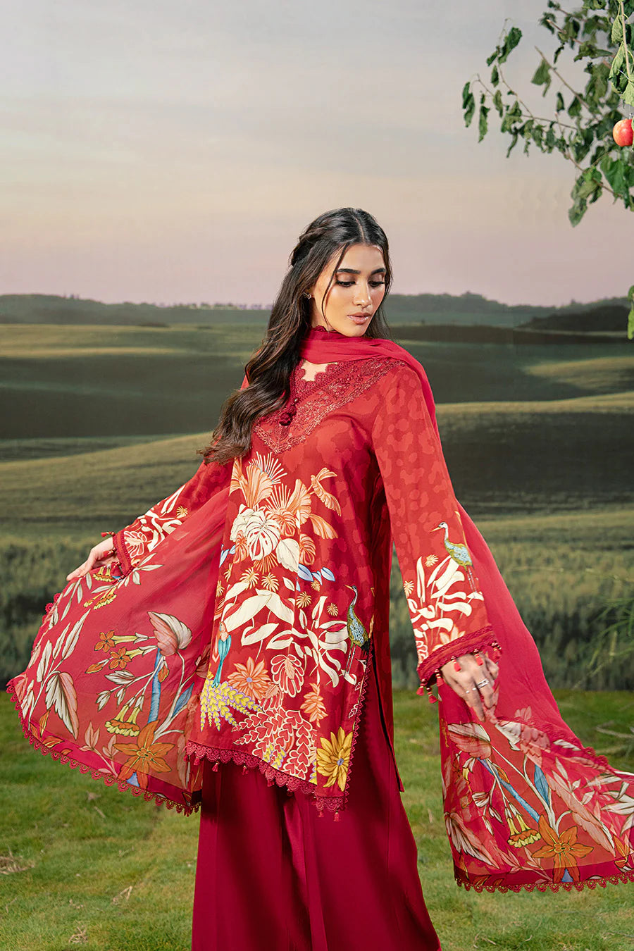 M. Basic by MARIA. B. 3 Pc Unstitched Embroidered Arabic Lawn Suit | MB-PFUS25-05B