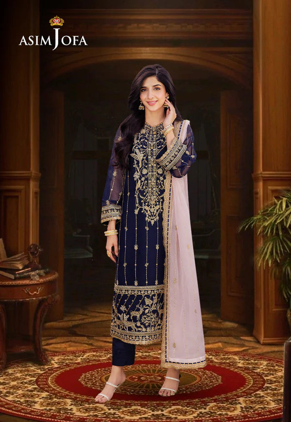 ASIM JOFA AJCF-09 EMBROIDERED CHIFFON 3 PCS