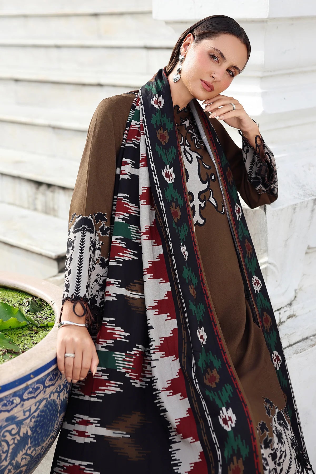 CHARIZMA Aniq Vol-01 2025 Fall Winter 3-PC Unstitched Embroidered Linen Collection ANW6-02