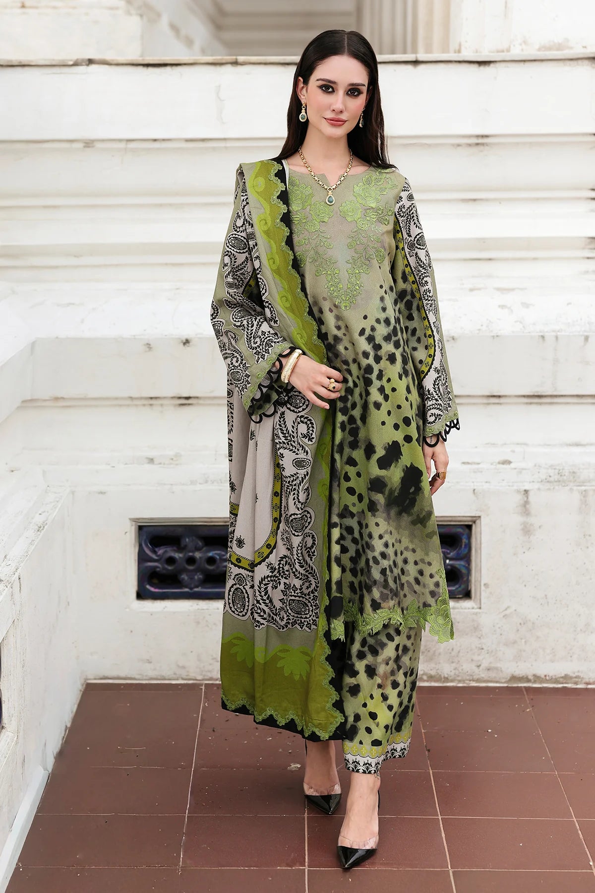 CHARIZMA Combination 3-PC Unstitched Embroidered Linen Collection CCW6-10