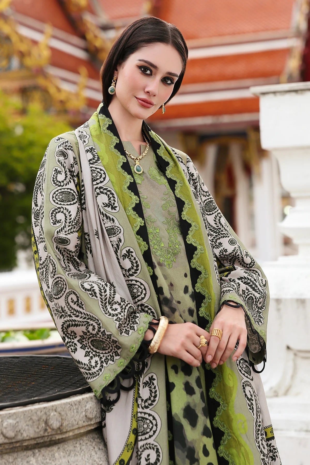CHARIZMA Combination 3-PC Unstitched Embroidered Linen Collection CCW6-10