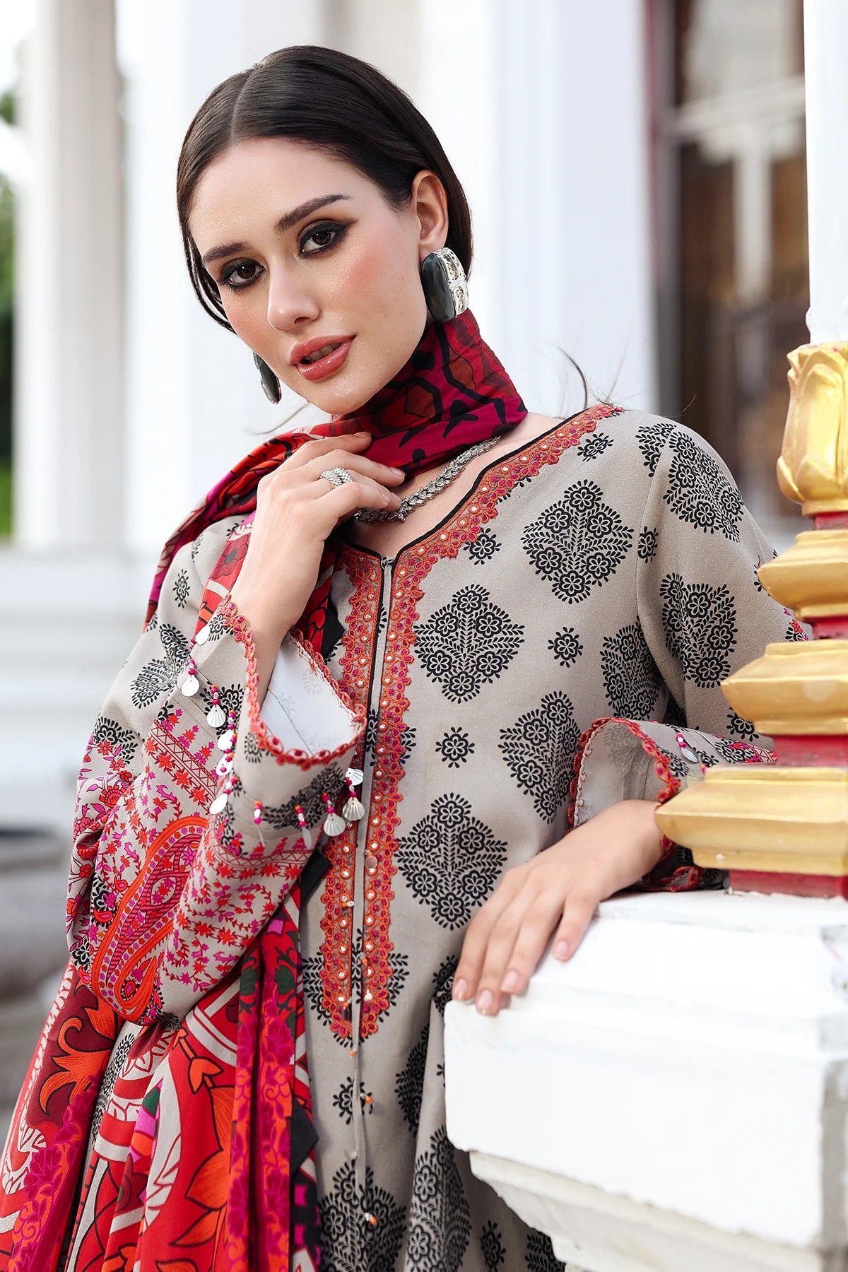 CHARIZMA Aniq Vol-01 2025 Fall Winter 3-PC Unstitched Embroidered Linen Collection ANW6-01
