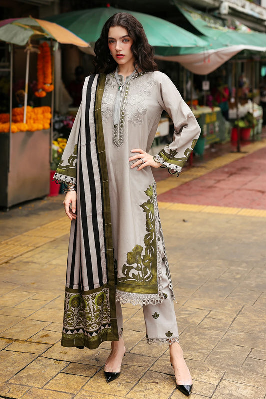 CHARIZMA Combination 3-PC Unstitched Embroidered Linen Collection CCW6-03