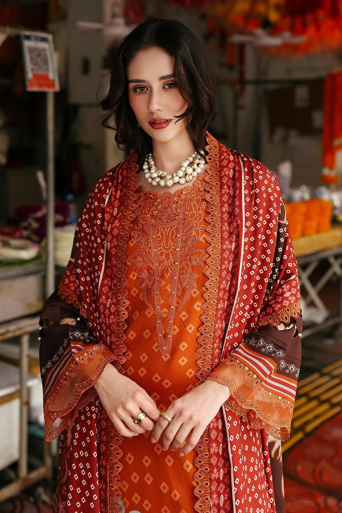 CHARIZMA Combination 3-PC Unstitched Embroidered Linen Collection CCW6-04