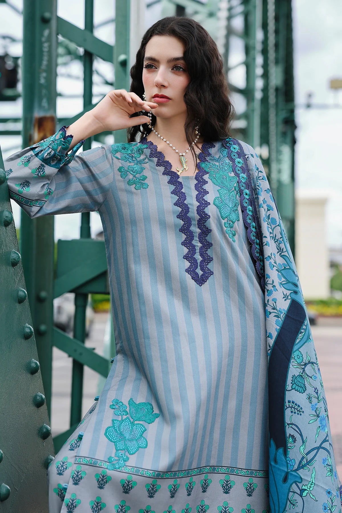 CHARIZMA Combination 3-PC Unstitched Embroidered Linen Collection CCW6-06