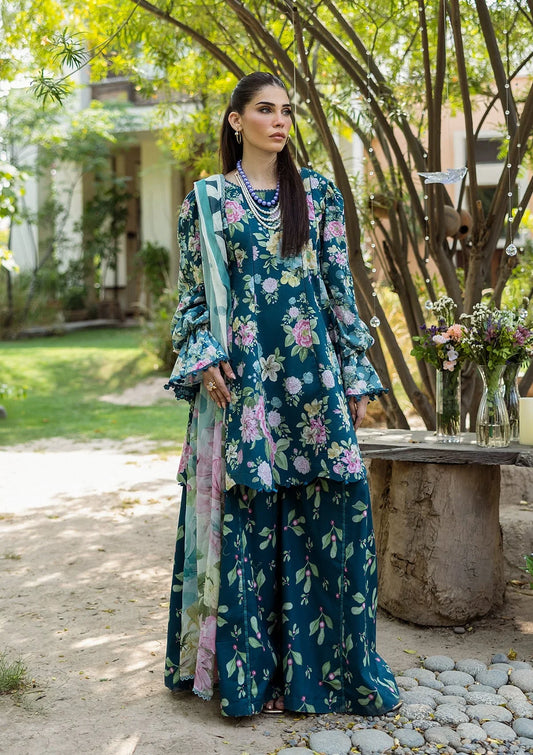 ELAF PRINTS CHIFFON ECD-1B AZURE FERN