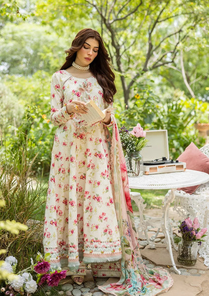 ELAF PRINTS CHIFFON ECD-2A IVORY PEONY