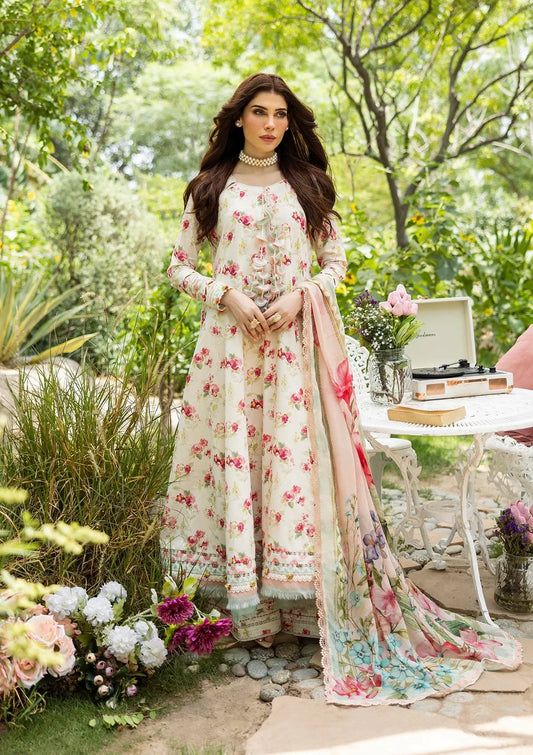 ELAF PRINTS CHIFFON ECD-2A IVORY PEONY