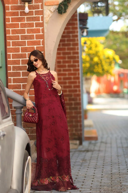 NOOR By Saadia Asad Luxe Chikankari D8-A Deep Garnet