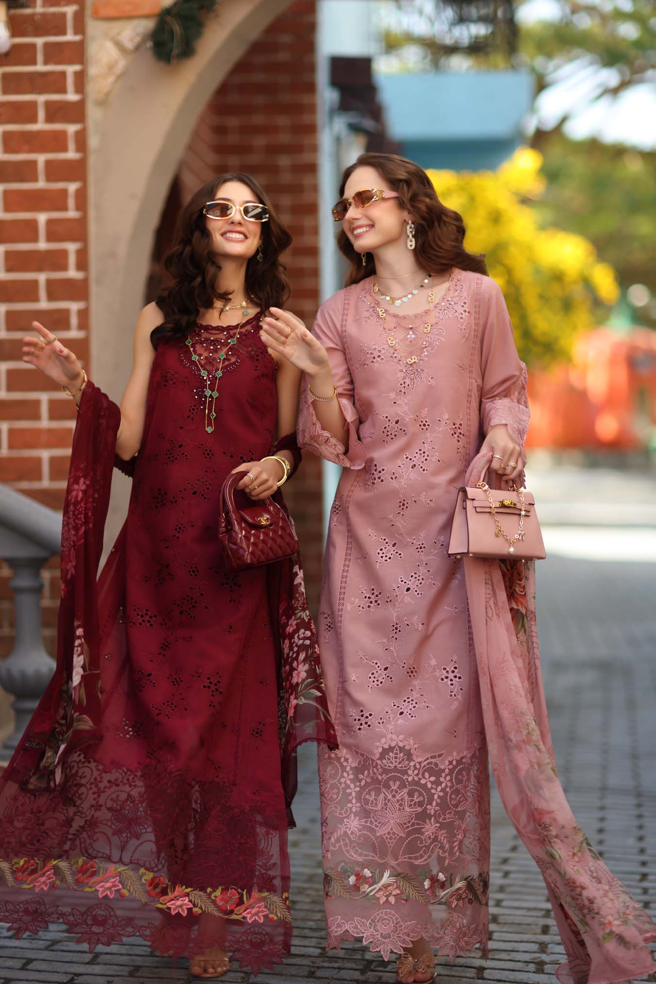 NOOR By Saadia Asad Luxe Chikankari D8-A Deep Garnet