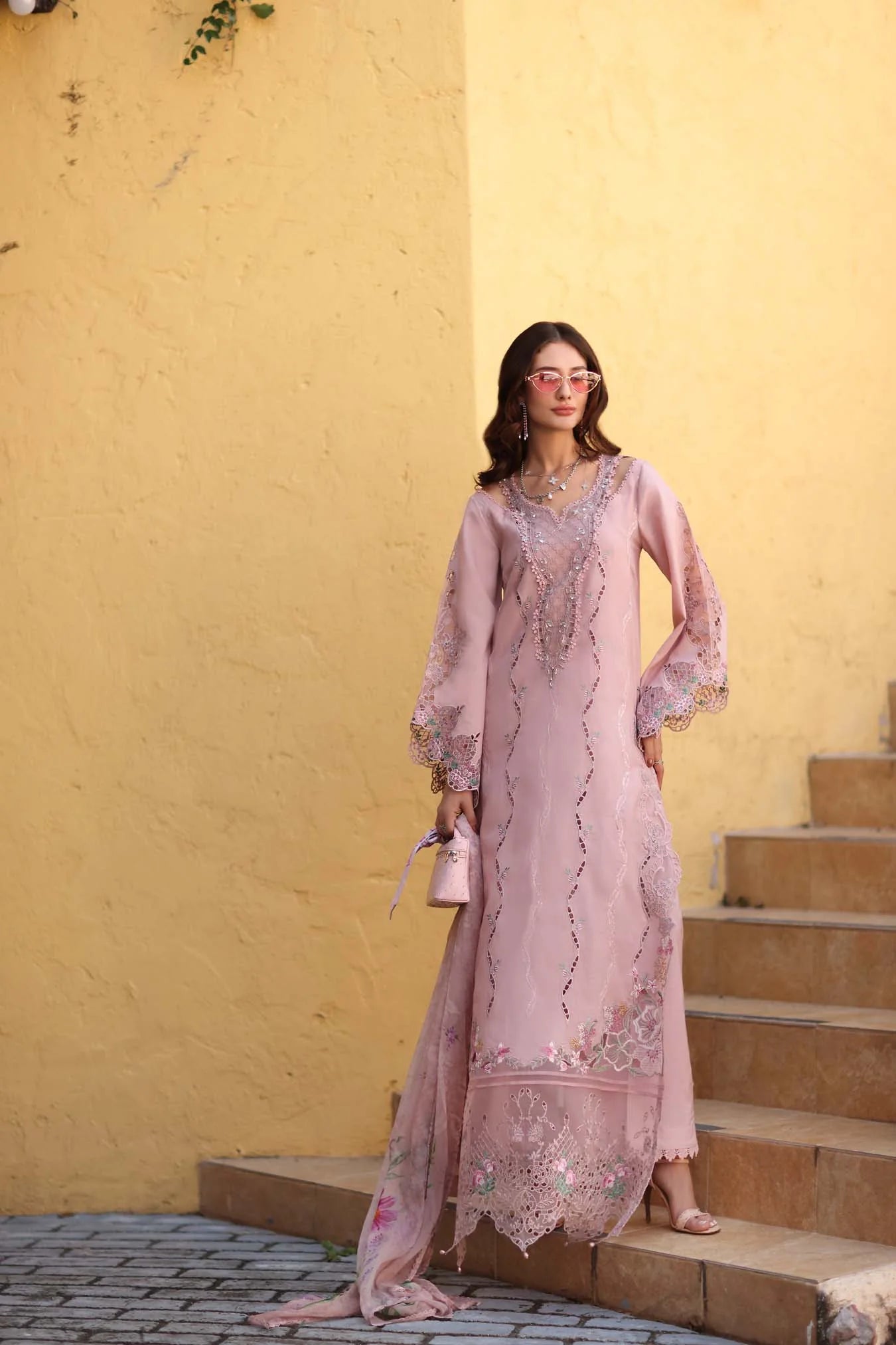 NOOR By Saadia Asad Luxe Chikankari D2-A Pink