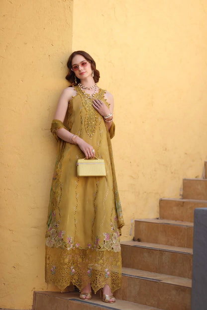 NOOR By Saadia Asad Luxe Chikankari D2-B Mustard Yellow