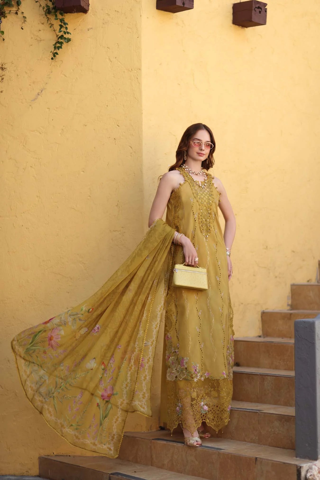 NOOR By Saadia Asad Luxe Chikankari D2-B Mustard Yellow