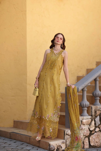 NOOR By Saadia Asad Luxe Chikankari D2-B Mustard Yellow