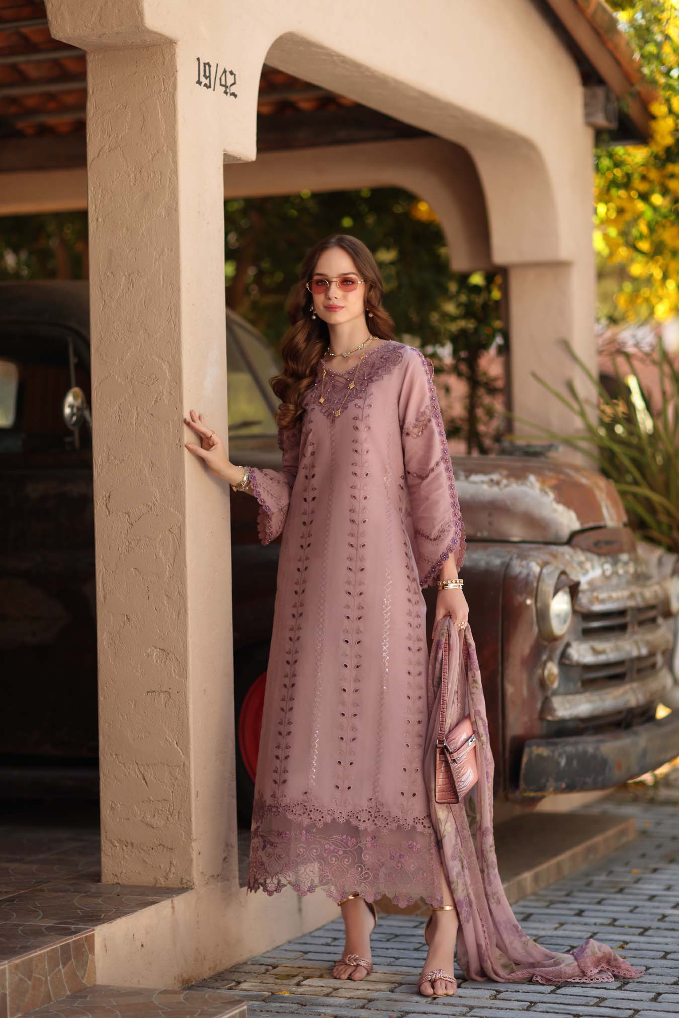 NOOR By Saadia Asad Luxe Chikankari D4-B Dusky Rose